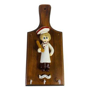 Big Eye 3D Chef Key Holder Super Dad Gift Hooks Retro Kitchen Decor 70s VTG
